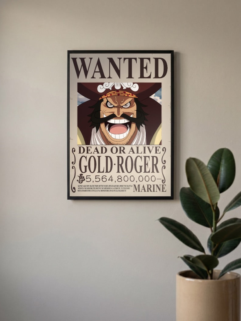 Gold Roger Wanted Anime Poster