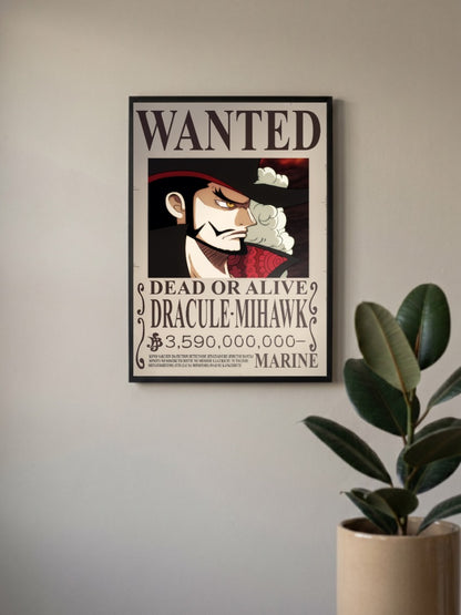 Dracule Mihawk Wanted Anime Poster