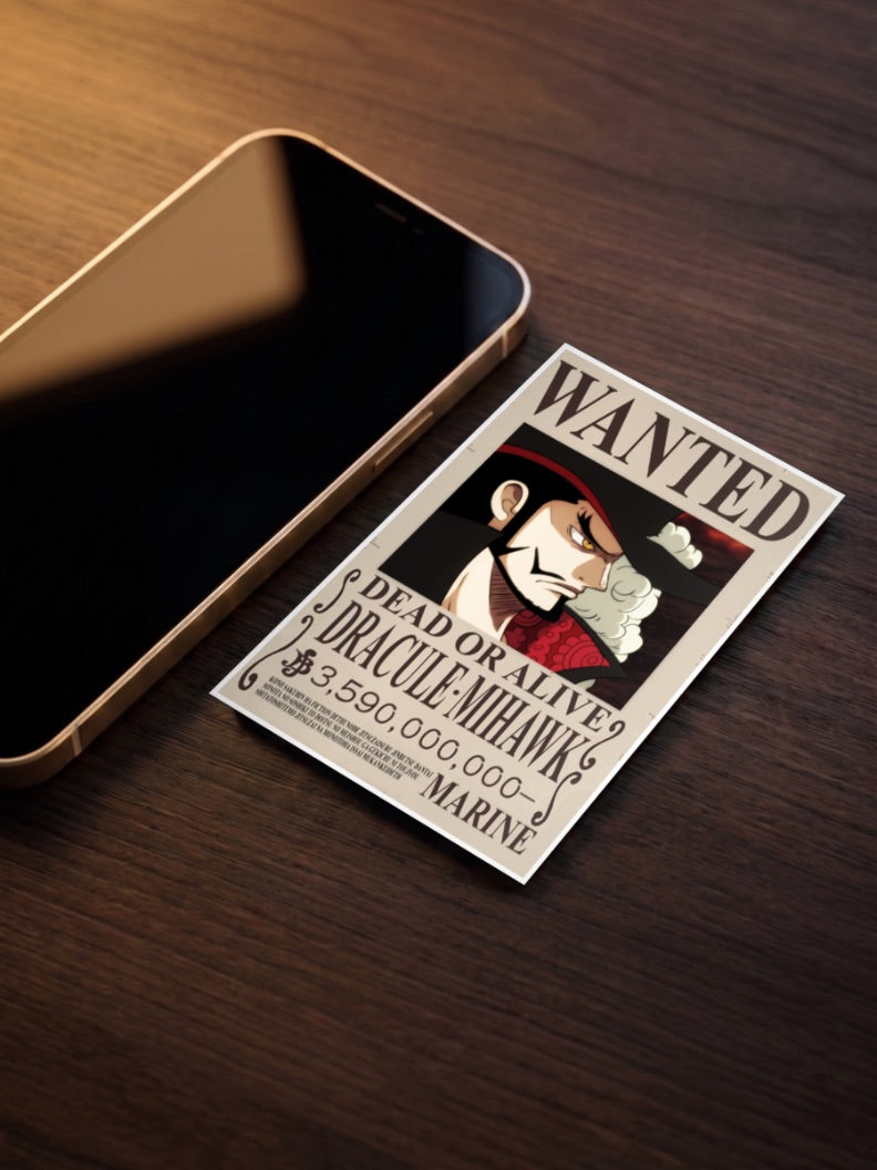 Dracule Mihawk Wanted Anime Poster