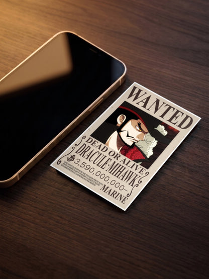 Dracule Mihawk Wanted Anime Poster