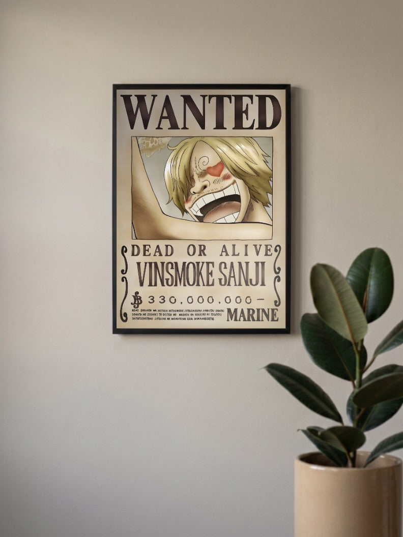 Black Leg Sanji Wanted Anime Poster