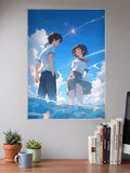 Hodaka And Hina Sky Scene Anime Poster