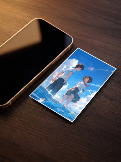 Hodaka And Hina Sky Scene Anime Poster