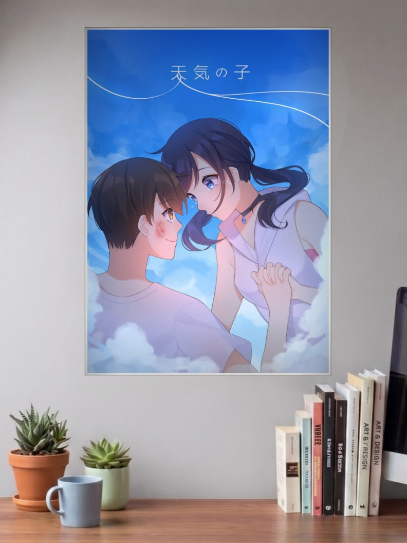 Hodaka And Hina Close Up Anime Poster
