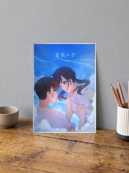 Hodaka And Hina Close Up Anime Poster