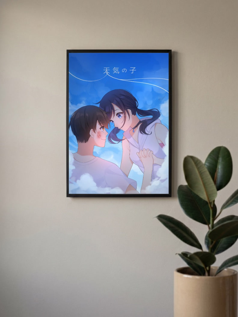 Hodaka And Hina Close Up Anime Poster