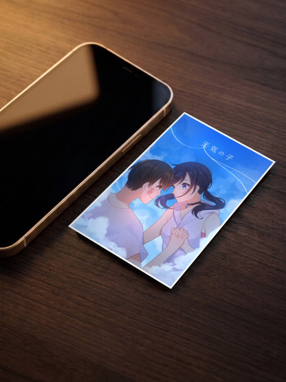 Hodaka And Hina Close Up Anime Poster