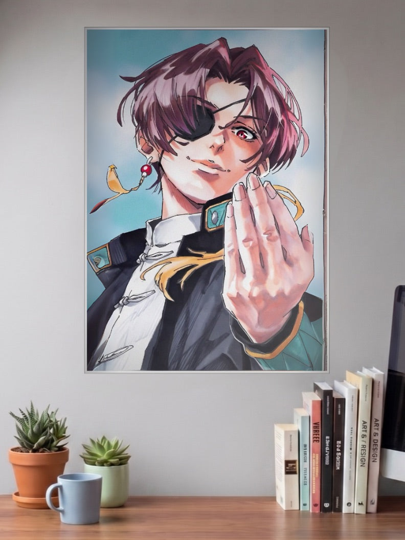 Eyepatch Officer Portrait Anime Poster