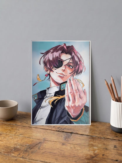 Eyepatch Officer Portrait Anime Poster