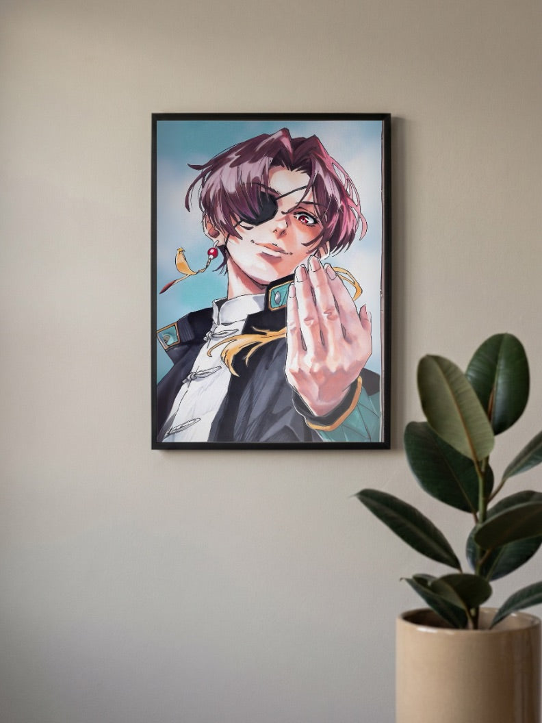 Eyepatch Officer Portrait Anime Poster