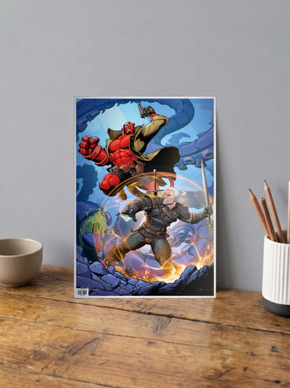 Witcher Hellboy Crossover Comic Book Poster