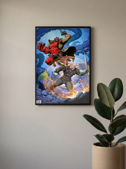 Witcher Hellboy Crossover Comic Book Poster