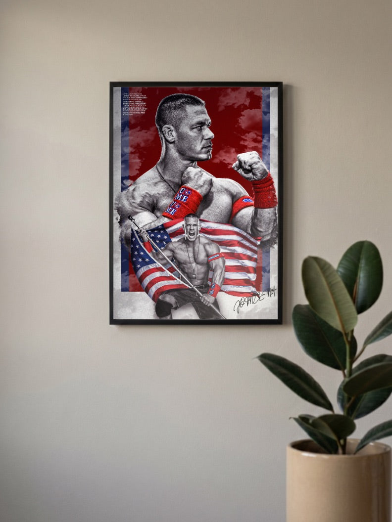 John Cena American Flag WWE Poster