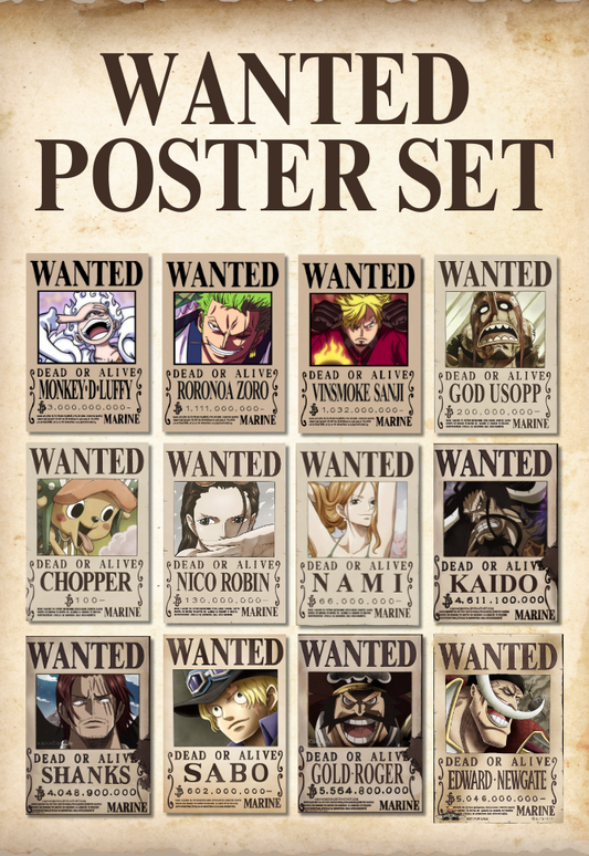 Wanted Poster Set of 12 A3 Size