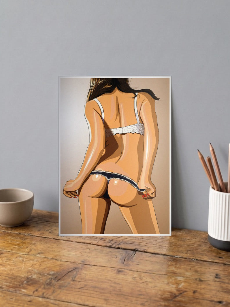 Anime Lingerie Back View Art Anime Poster