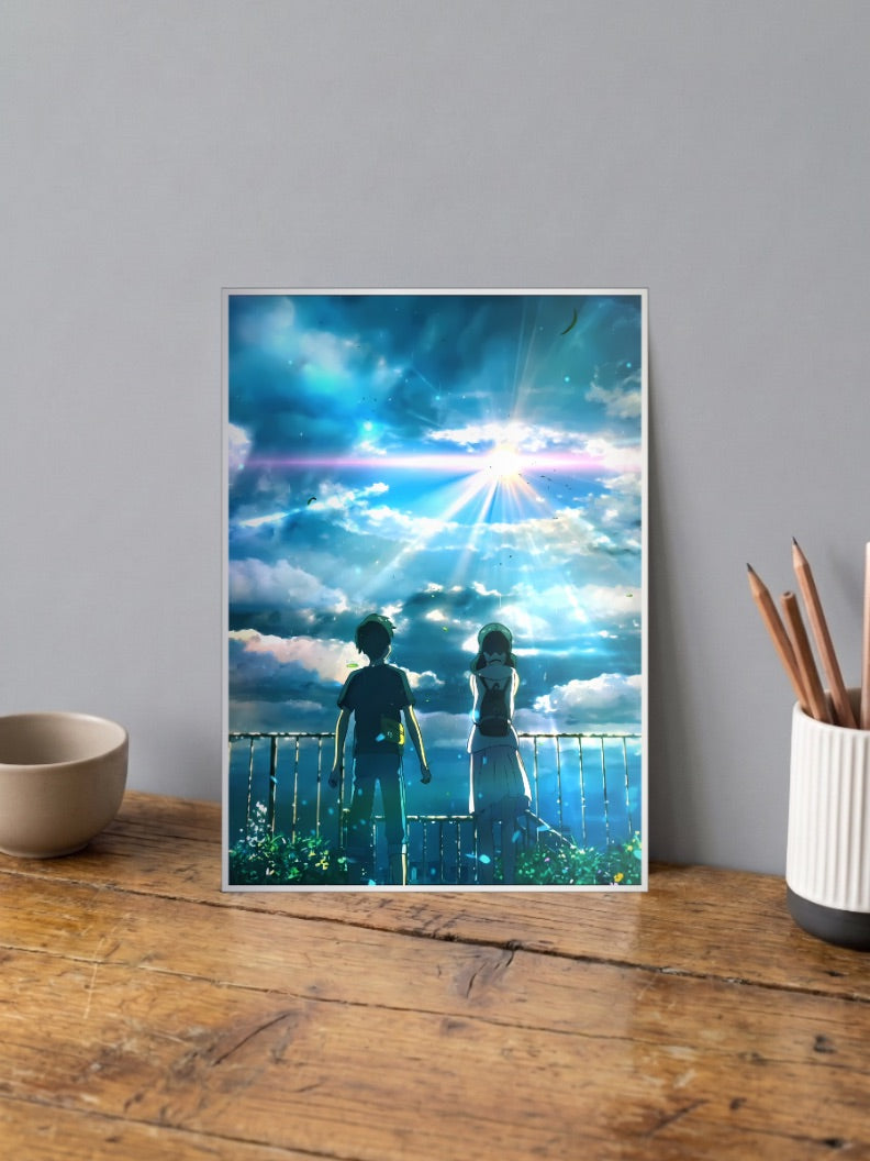 Your Name Silhouette Sunset Anime Poster