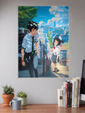 Taki Mitsuha City Stairs Scene Anime Poster