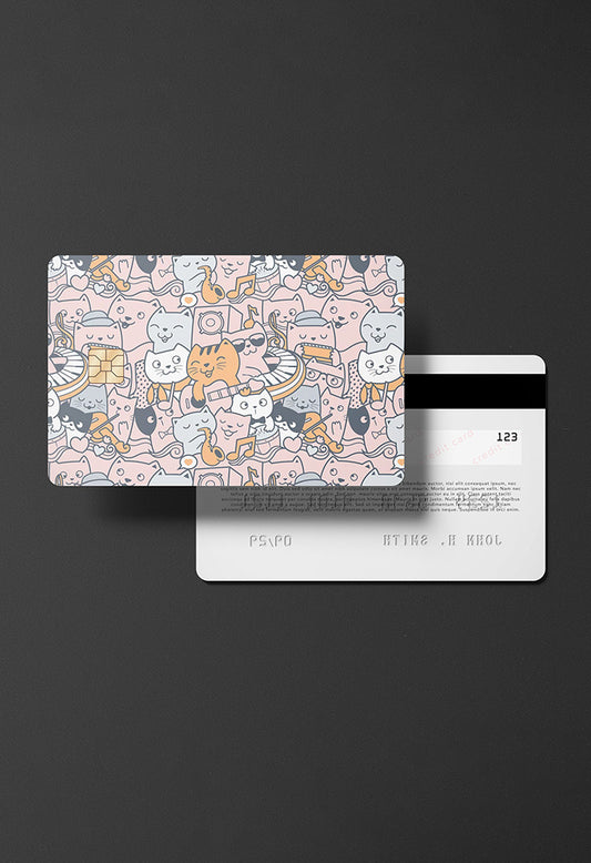 Cat doodle credit card skin