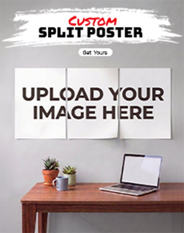 Custom 3-Split Poster mockup — upload your own photo