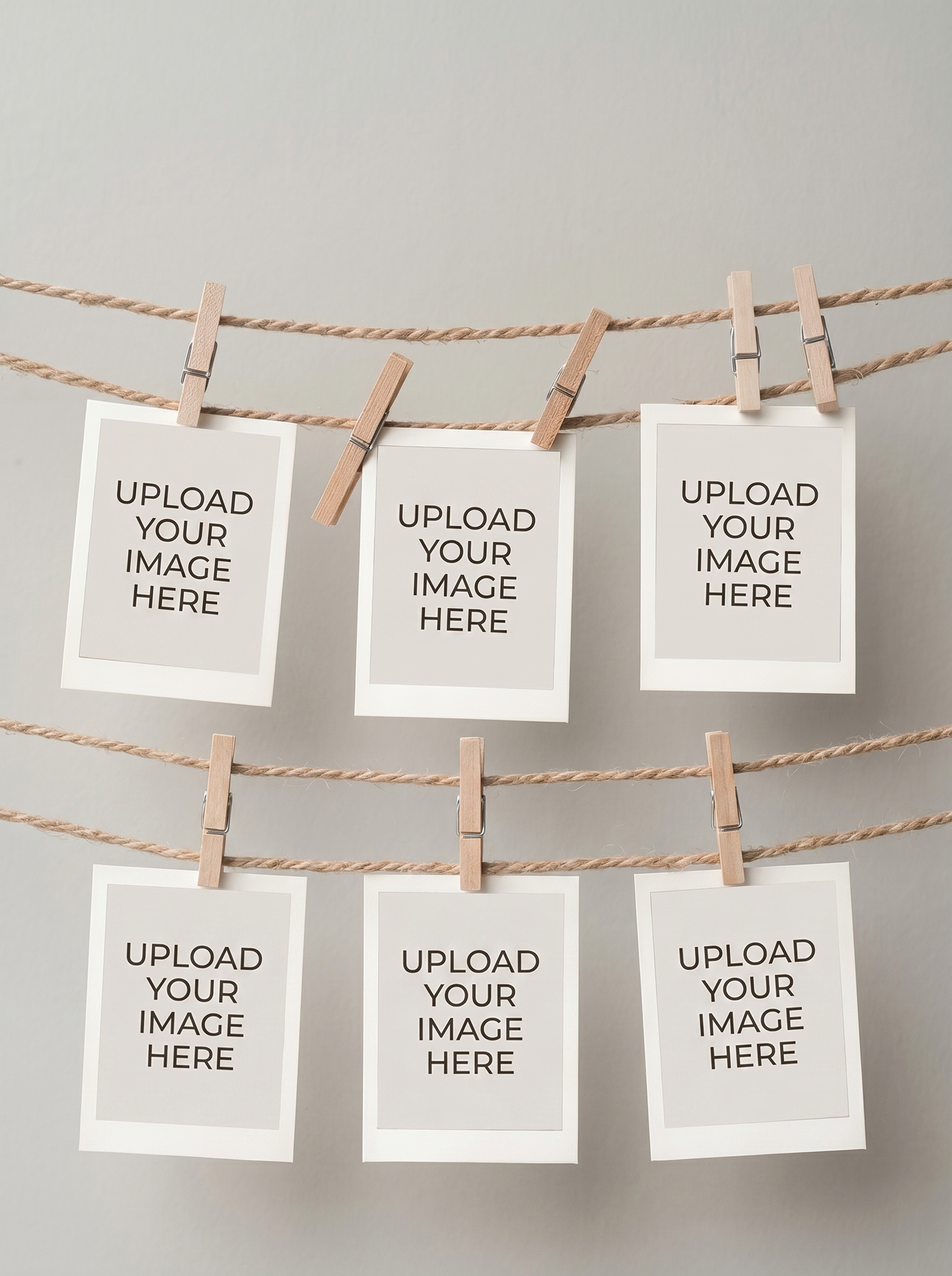 Custom Polaroids along with string and wooden clips