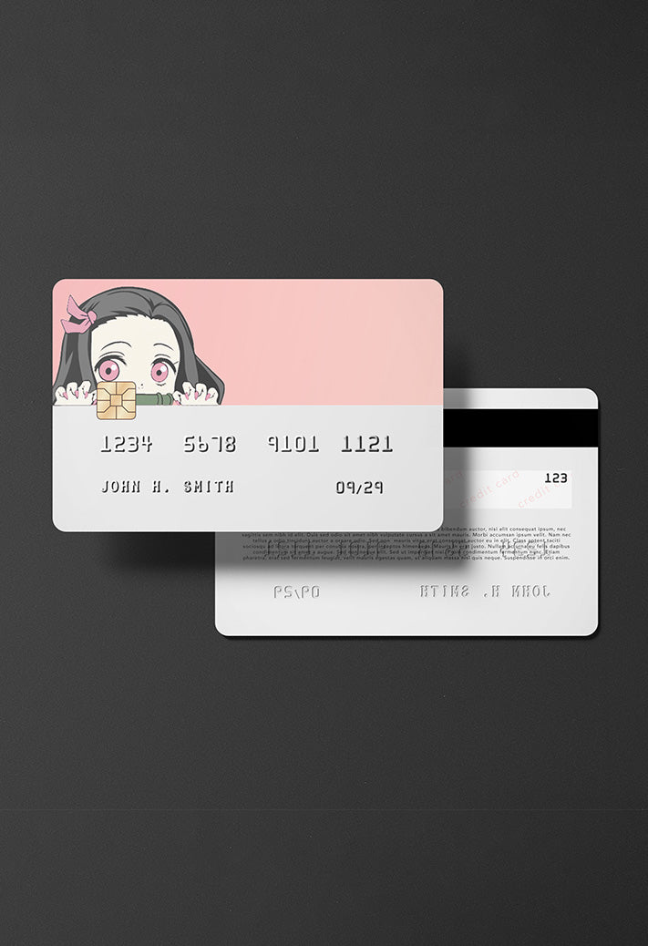 Nezuko peeking half credit card skin