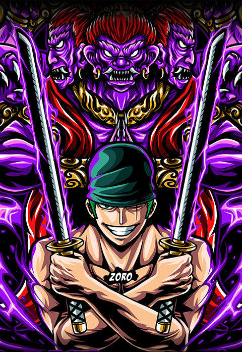 Zoro and red cyber punk Poster